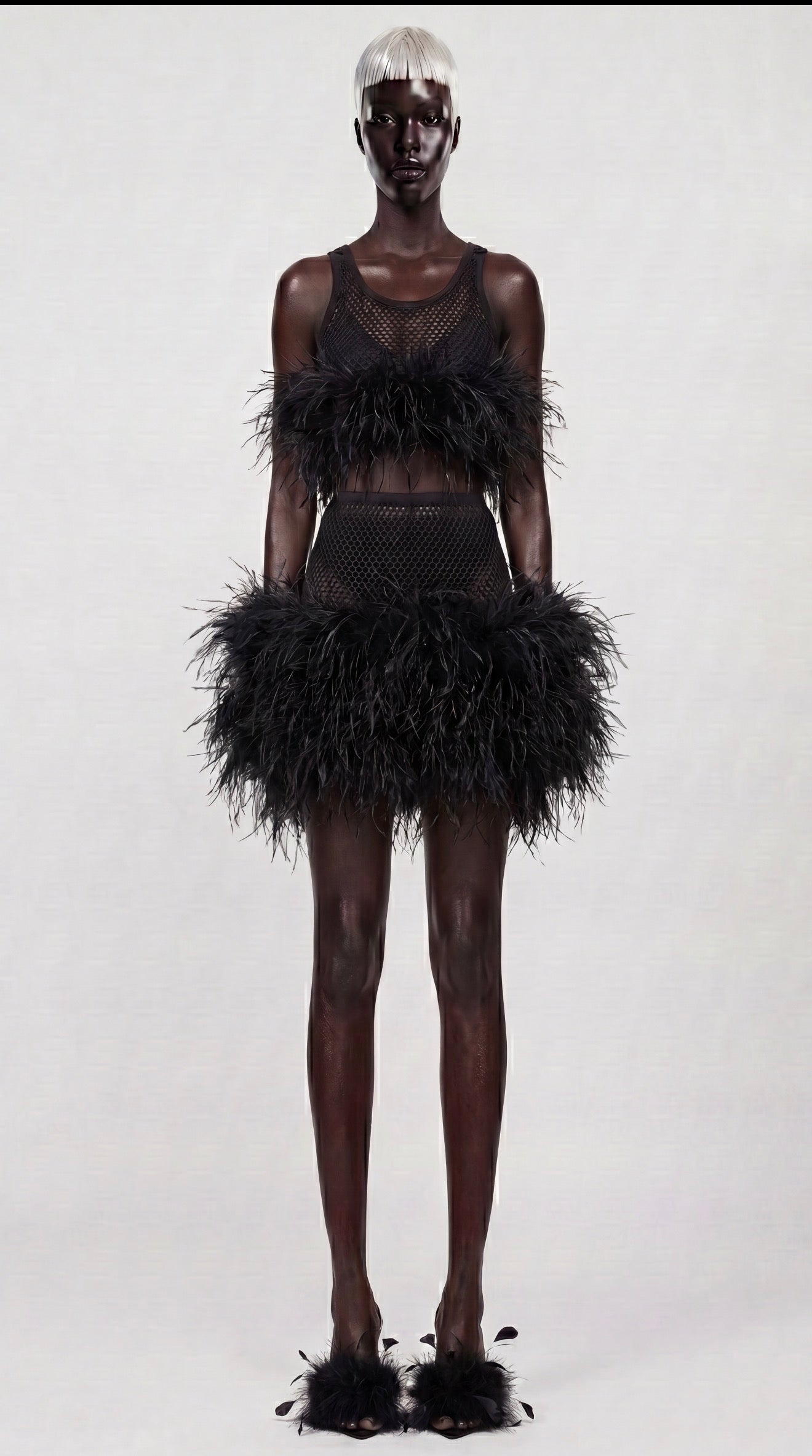 Two hands ostrich feather