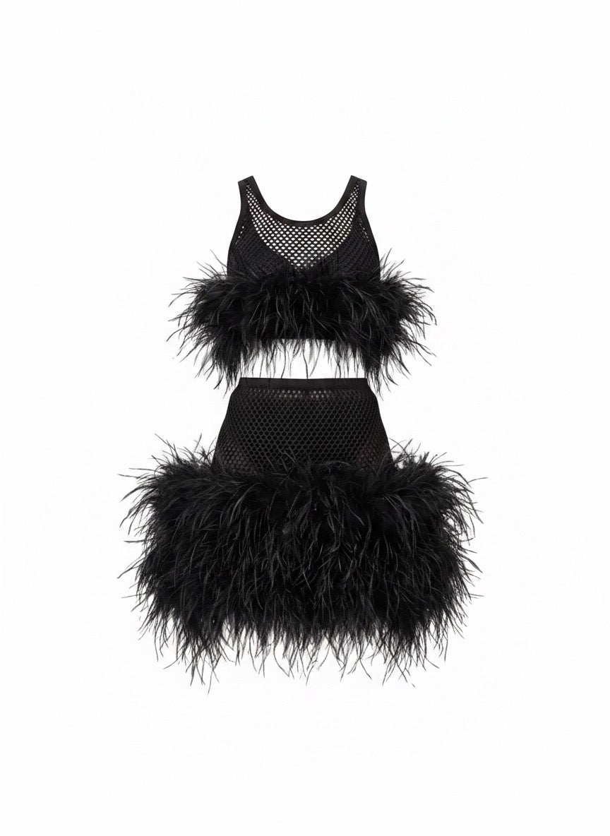 Two hands ostrich feather